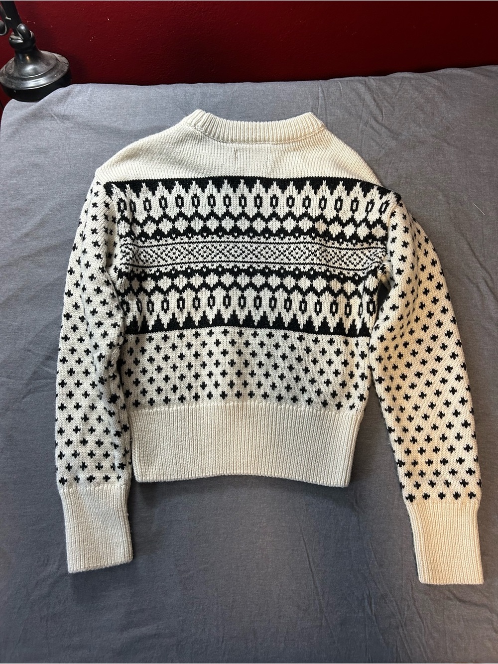Superdry Cream & Black Fair Isle Crewneck Sweater - Picture 4 of 6